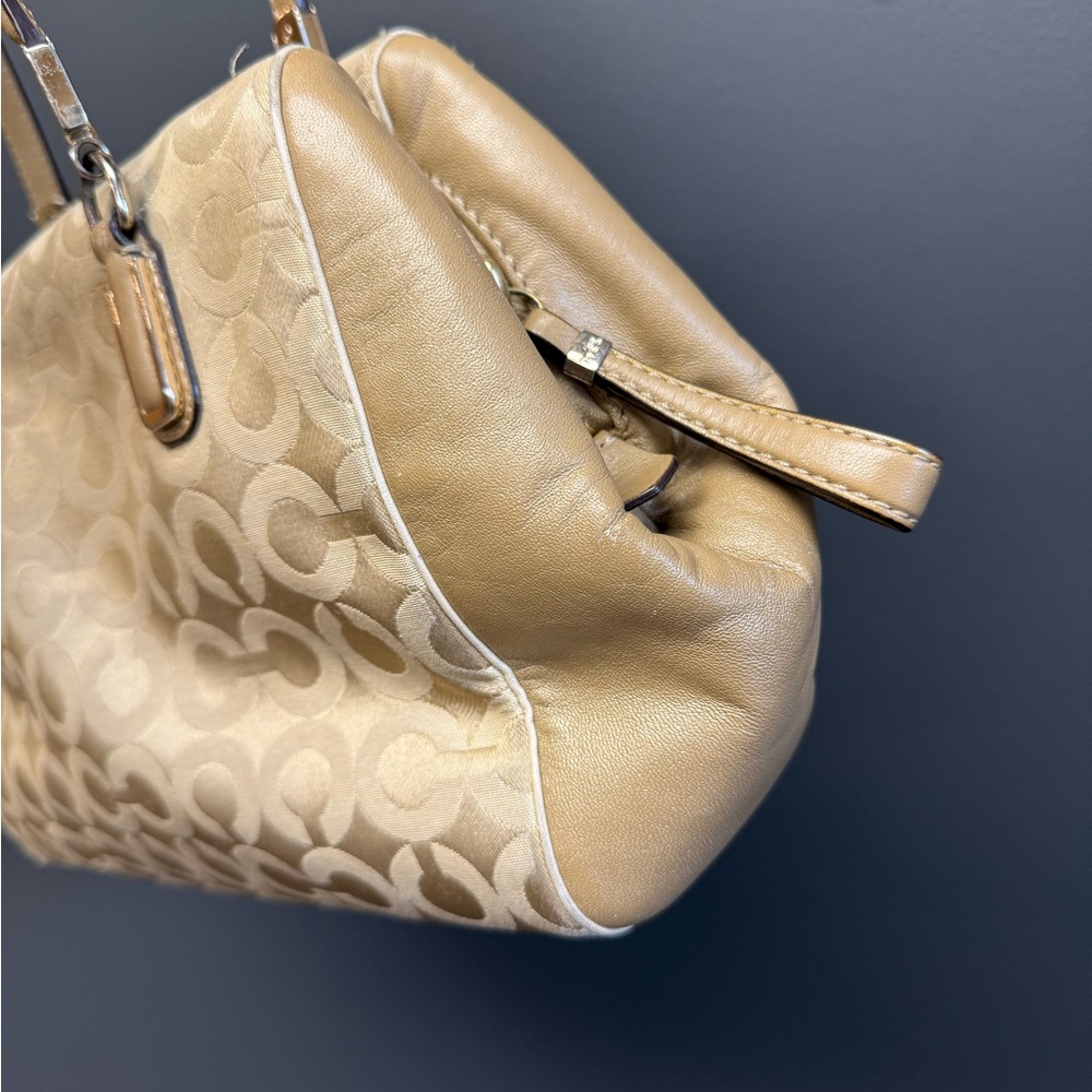 Coach 25638 Madison Madeline White and Gold Canvas Shoulder Bag - Picture 8 of 9